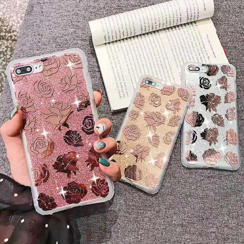 Модный Роскошный лазерный чехол для телефона с принтом розы iphone 11 Pro XS Max X XR 8 7 6 s plus