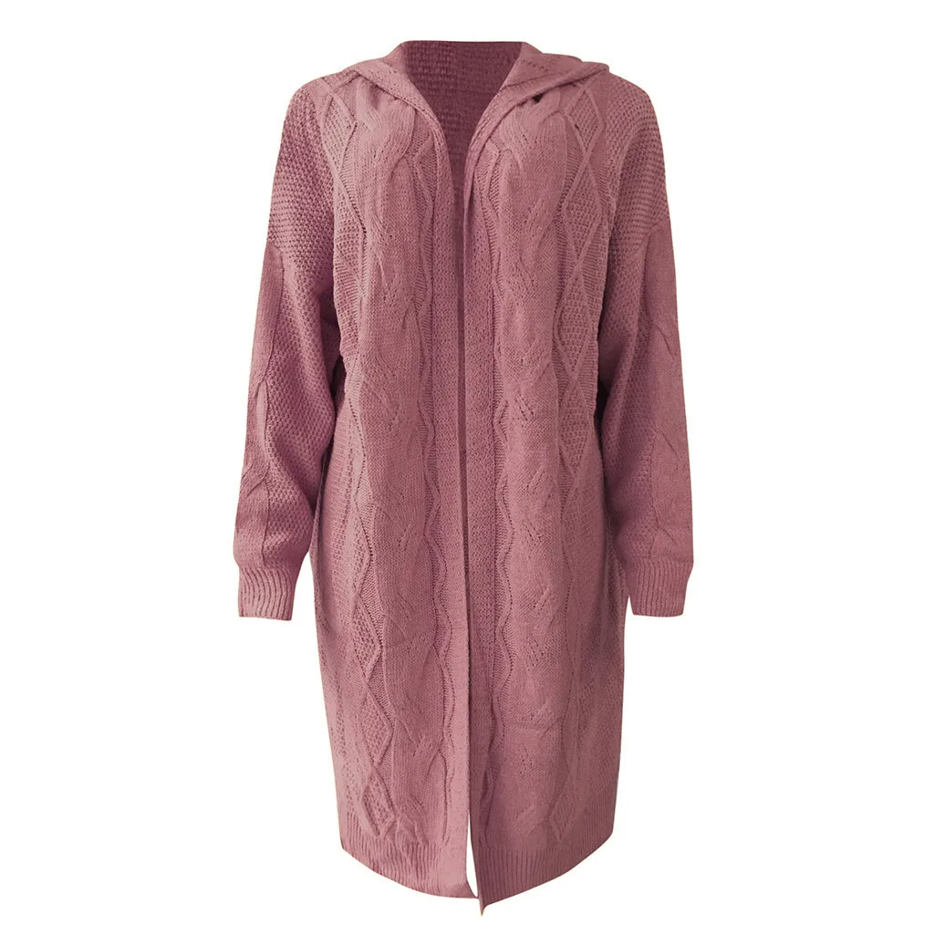Женский Повседневный полосатый свитер с длинным рукавом, кардиган, пальто с карманами, Свободная трикотажная одежда, пальто размера плюс, женские куртки для беременных - Цвет: Pink
