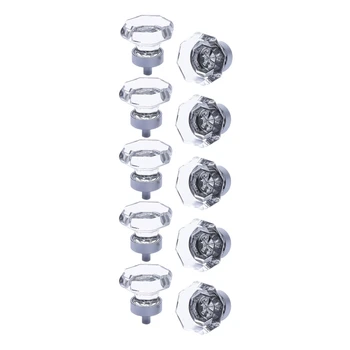 

TOP 10PCS 35mm Crystal Octagon Knobs Glass Cabinet Knobs Drawer Pulls Handle for Home, Cabinet, Cupboard and Dresser