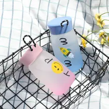 Новая стеклянная матовая круглая портативная противоскользящая бутылка с мультяшным рисунком для путешествий, для конфет, градиентная цветная высокотемпературная стеклянная бутылка