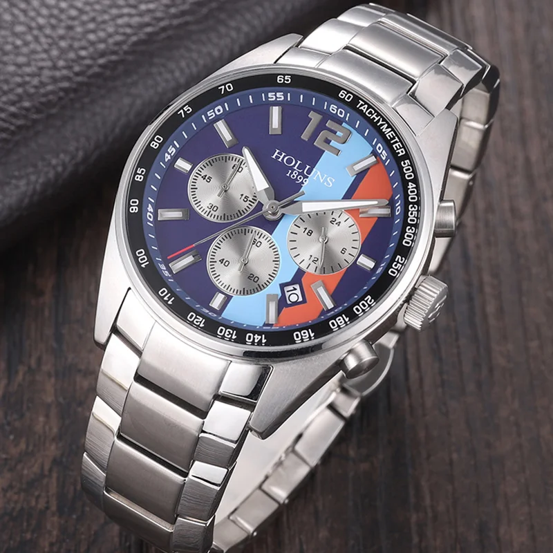 HOLUNS mens Fashion watch Full stainless steel Multifunctional