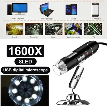 

Practical Endoscope 1600X Photos Waterproof Computers Hand Held Endoscope Digital Microscope 8LED Black Ear Cleaning Tool