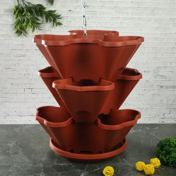 

Flower cascade 3 pcs, terracotta color