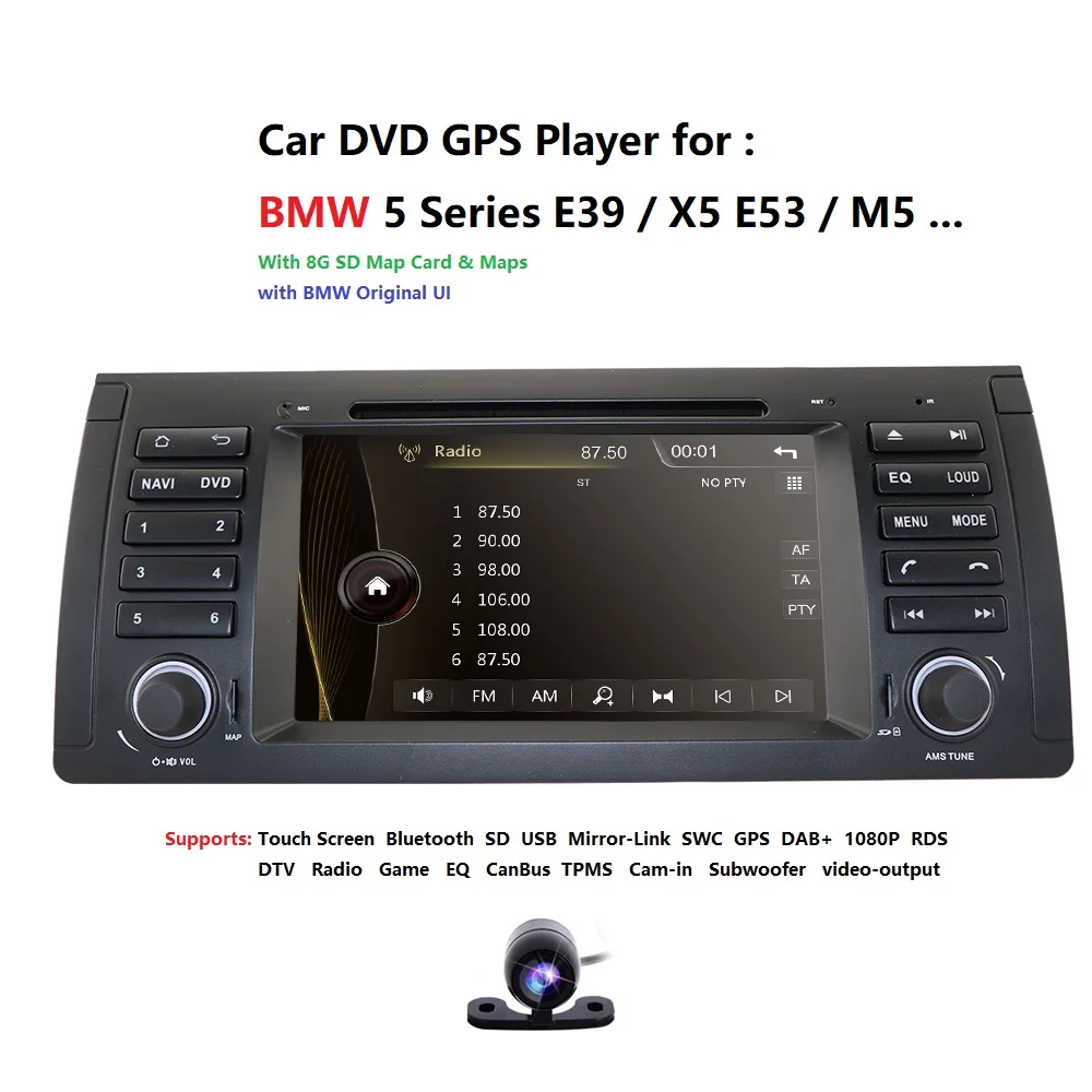 Best Original UI 1 din Car DVD player for BMW E39 X5 Range rover GPS Wifi Bluetooth Radio USB SD Steering wheel Control Camera map 1