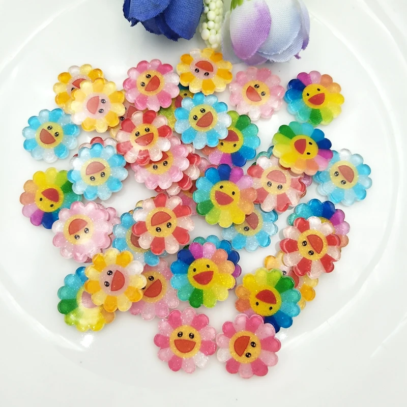 20 шт. смешанные полимерные мини Подсолнухи с плоским основанием кабошон для