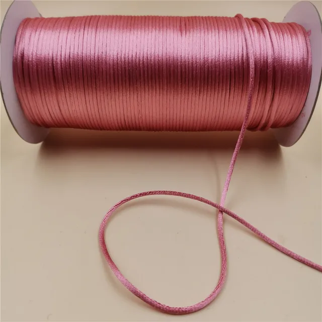 2MM  Chinese Knot Line Cord Silk Satin Nylon Cord 35colors for DIY String Necklace Bracelets 20meters Lot Rose 222