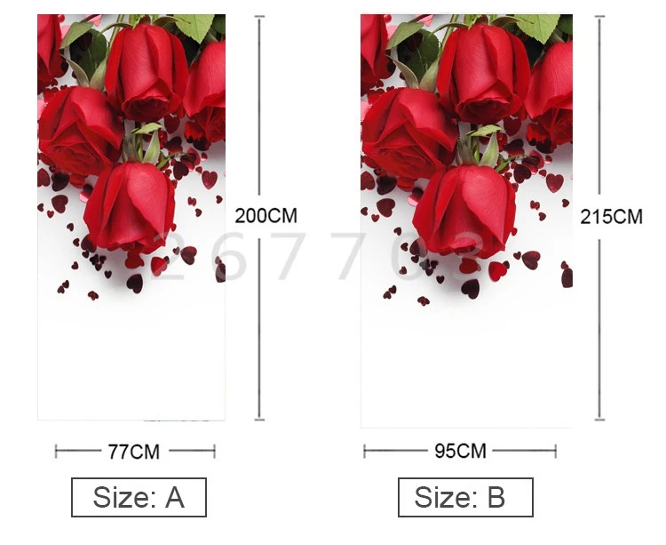 Современные 3D наклейки с изображением красной розы на дверь, ПВХ самоклеющиеся водонепроницаемые обои для гостиной, спальни, декор для двери, наклейка, плакат