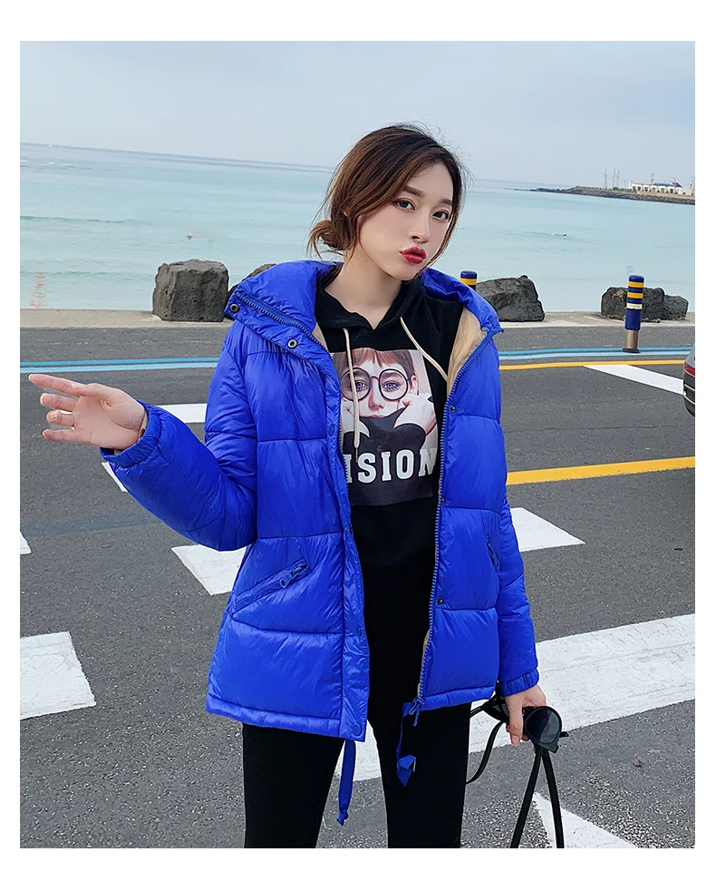 

2019 new cotton clothing women's coat loose short bread jacket cotton jacket women parka fashion leisure female outerwear black