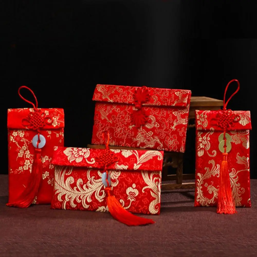 Chinese Knot Red Envelope Gift Bag Exquisite Floral Money Pocket High-grade Wedding Tassel Bags