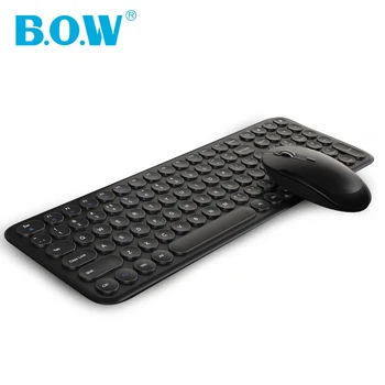 

B.O.W 2.4Ghz Wireless Mouse and Keyboard Whisper-silent Typing, 96 Round Kyes Design Plug and Play USB Keyboard