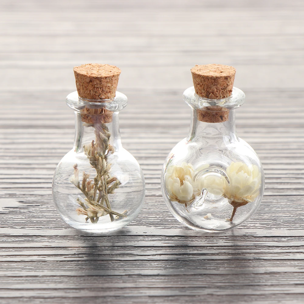 

20mm Small Glass Cork Bottles Empty Glass Box Wishing Jar Wedding Home Decor Stopper Diy Hand Crafts Dry Herb Storage Pendants