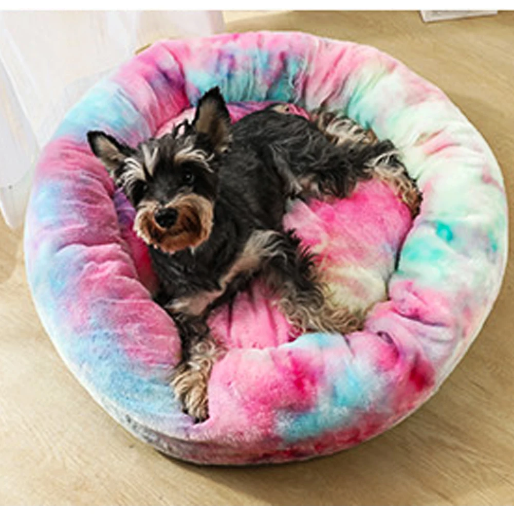 Super Soft Round Pet Dog Cat Bed Pad Kennel Portable Supplies Winter Warm Sleeping Bag Long Plush Puppy Cushion Mat | Дом и сад