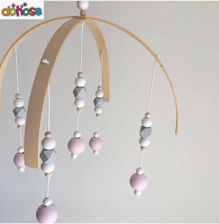 Baby Baby Rattles Mobile Wooden Beads Wind Chimes Bell Toys For Kids Room Bed Hanging Decor Tent Decor Photography Props Gifts