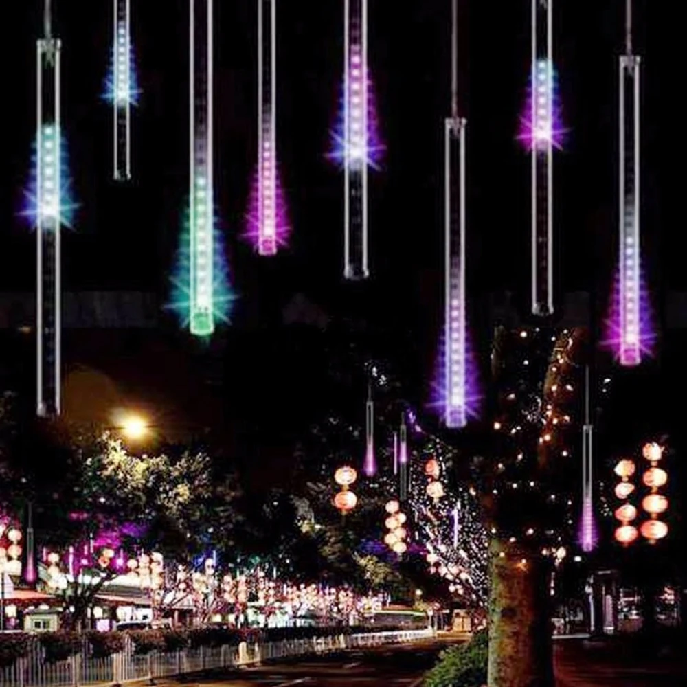 New Year 30-50cm Outdoor Meteor Shower Rain 8 Tubes LED String Lights Waterproof For Tree Christmas Wedding Party Decorat Lamp 9