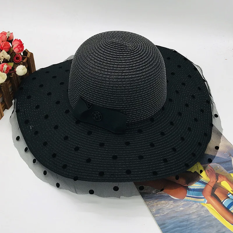 Шляпа женская Соломенная с широкими полями Солнцезащитная шапка в богемном