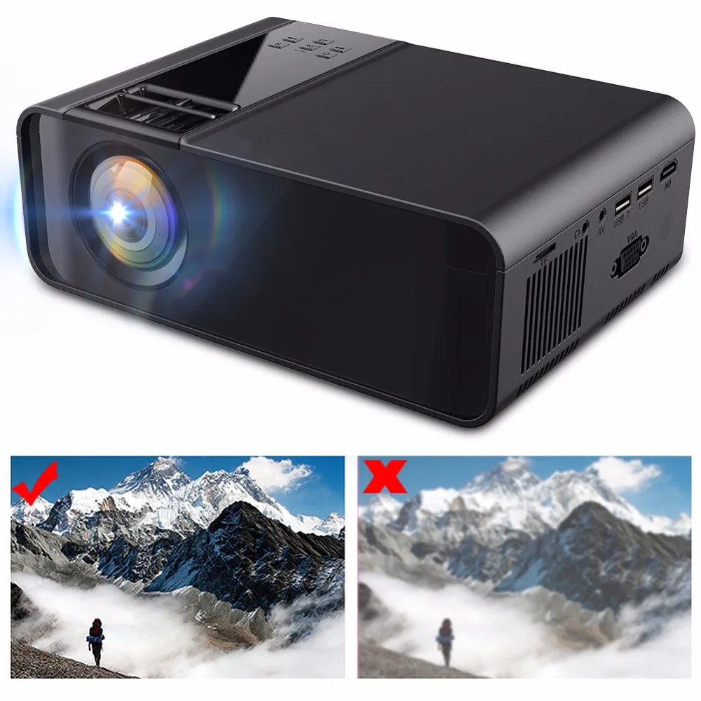 Черный Портативный 1080P светодиодный умный проектор домашний кинотеатр 720P 110 V-240 V