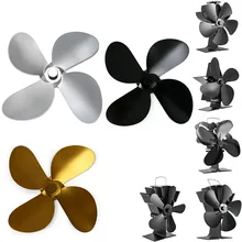 Black Fireplace 4 Blade Fan Leaf Parts Heat Heat Powered Stove Fan Log Wood Burner Powered Stove Fan Parts Efficient Heat Dist