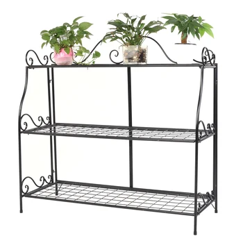 

Household Wrought Iron Three-Tier Plant stand Fence Rack Balcony Indoor Garden Flower Pot Shelf Detachable
