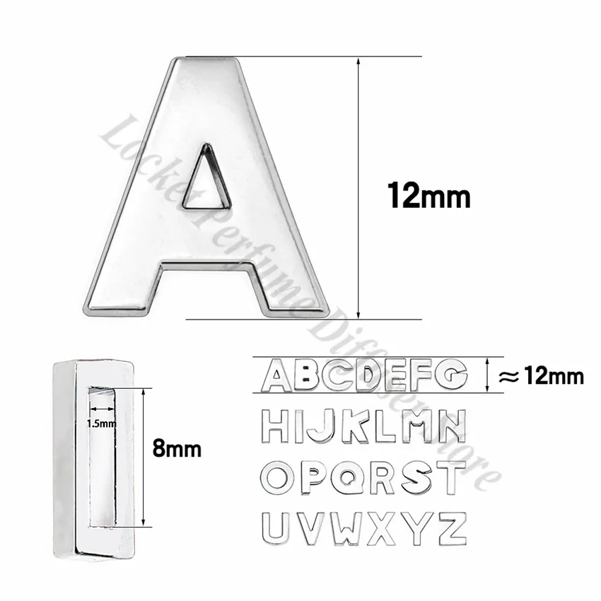 8mm-铬色光面-字母穿戴-尺寸整体图