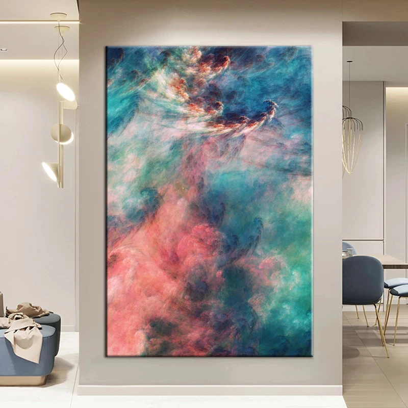 

Colorful Cloud Abstract Canvas Painting Landscape Art Printing Oil Painting Modern Living Room Home Decor Poster Mudular Picture