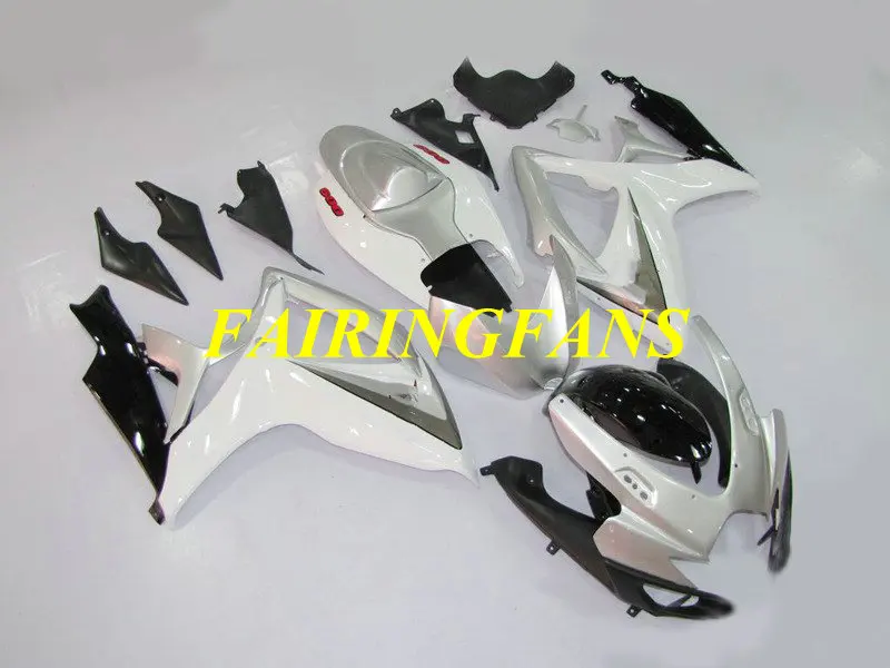 Инжекционный обтекатель для GSXR600 750 K6 06 07 GSXR 600 GSXR750 2006 2007 белый серебристый Обтекатели кузова+ подарки SC20