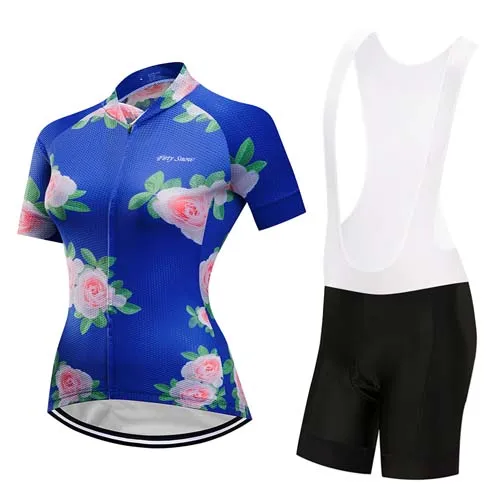 Jersey and Pants Для женщин Модный для велоспорта с фуфайкой нагрудник Комплект с шортами быстросохнущие Велосипед Одежда летней одежды женский костюм платье Спортивное комплект MTB - Цвет: Jersey and Pants