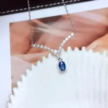 Натуральный Синий сапфир с Шри-Ланки ожерелье натуральный драгоценный камень кулон ожерелье серебро 925 пробы Элегантный Прекрасный улыбающийся женский подарок ювелирные изделия