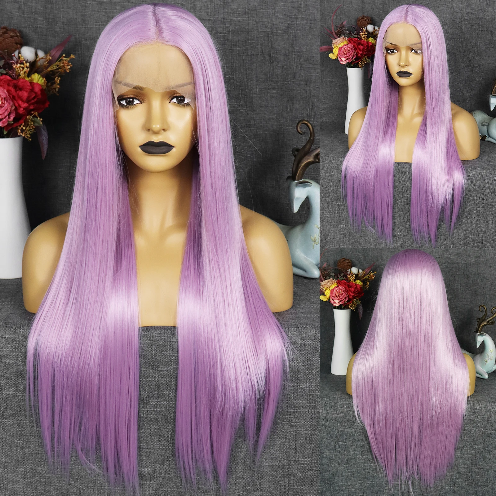 28inch Ttype Lace Front Wigs Long Straight Smoother Wig Heat