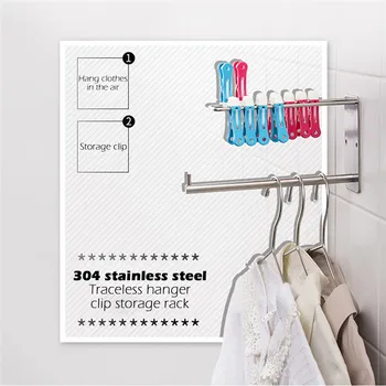 

Home Type Clothes Hanger Holder Drying Rack Stainless Steel Clip Organizer Clothes Hanger Storage Rack Organizer Wall Mounted