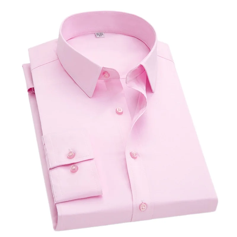 Men's Formal Dress Shirt White Black Blue Long Sleeve Shirts Men Business Slim Fit S-5XL