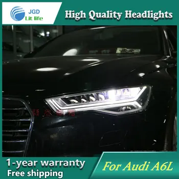 

Car styling case for Audi A6L A6 Headlights 2012-2017 Headlights LED Headlight DRL Lens Double Beam HID Free shipping