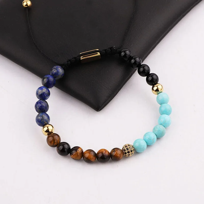 New Coming 6mm Natural Stone Tiger Eye Lapis Lazuli Beads Custom Macrame Bracelet Women Men Jewelry Gift - Image 5