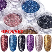 Блестящий 3D шестигранный цветной Блестящий лак для ногтей, маникюрные украшения для ногтей, набор пудры