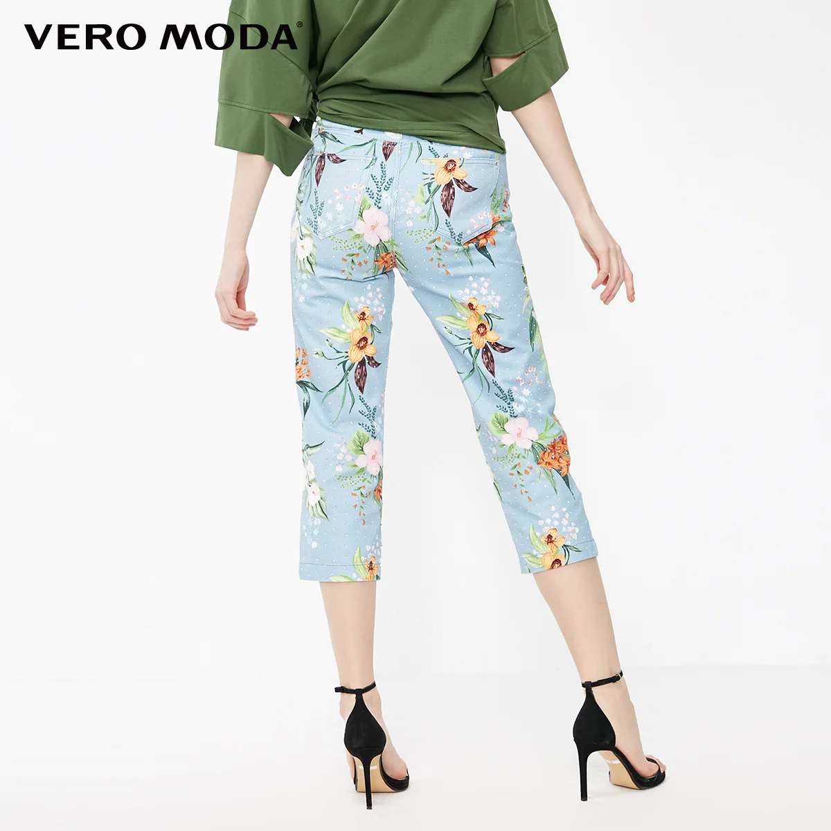 Vero Moda женские джинсы капри с высокой посадкой и растительным принтом Стразы | 31926I551