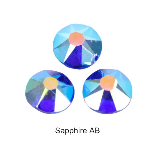 Sapphire AB Высококачественные хрустальные стеклянные стразы для ногтей, стеклянные стразы с плоской задней поверхностью, много цветов, не Горячие Стразы 2088, 16 граней для дизайна ногтей E6666 - Цвет: Sapphire AB