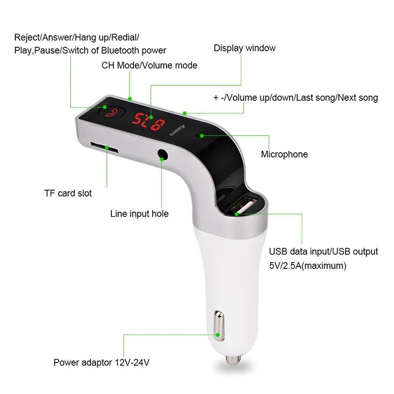 Hands-free Bluetooth автомобильный комплект беспроводной fm-передатчик Переходник USB для зарядки в машине mp3-плеер с микрофоном