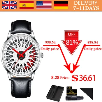 

NEKTOM Men Car Wheel Watch Fashion Waterproof Sport Watch Men's Quartz Mesh Strap Rim Hub Watch Run Quartz Men Quartz Watches