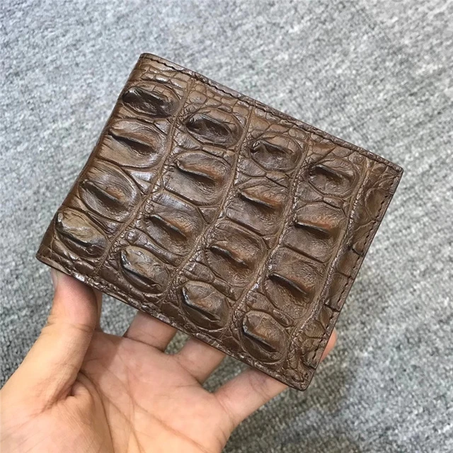 Unique Crocodile Skin Small Bifold Men's Genuine Leather Wallets