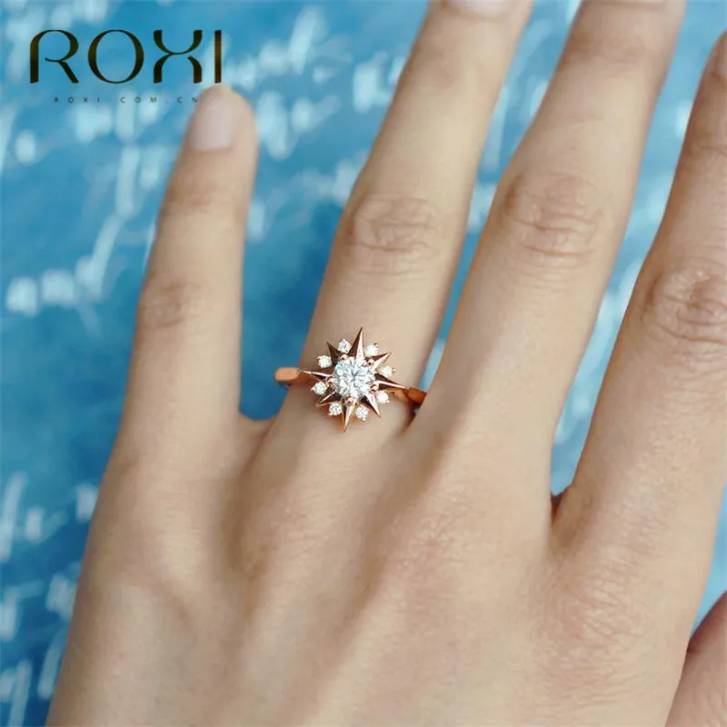 

ROXI Personality Cubic Zirconia Wedding/Engagement Rings for Women Rose Gold Color Women's Ring Fashion Jewelry Star Finger Ring