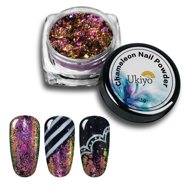 Box Chameleon Powder Need Black Base 3D DIY Flakes Sequins Nail Glitter Powder Chrome Pigment Nail Art Decorations