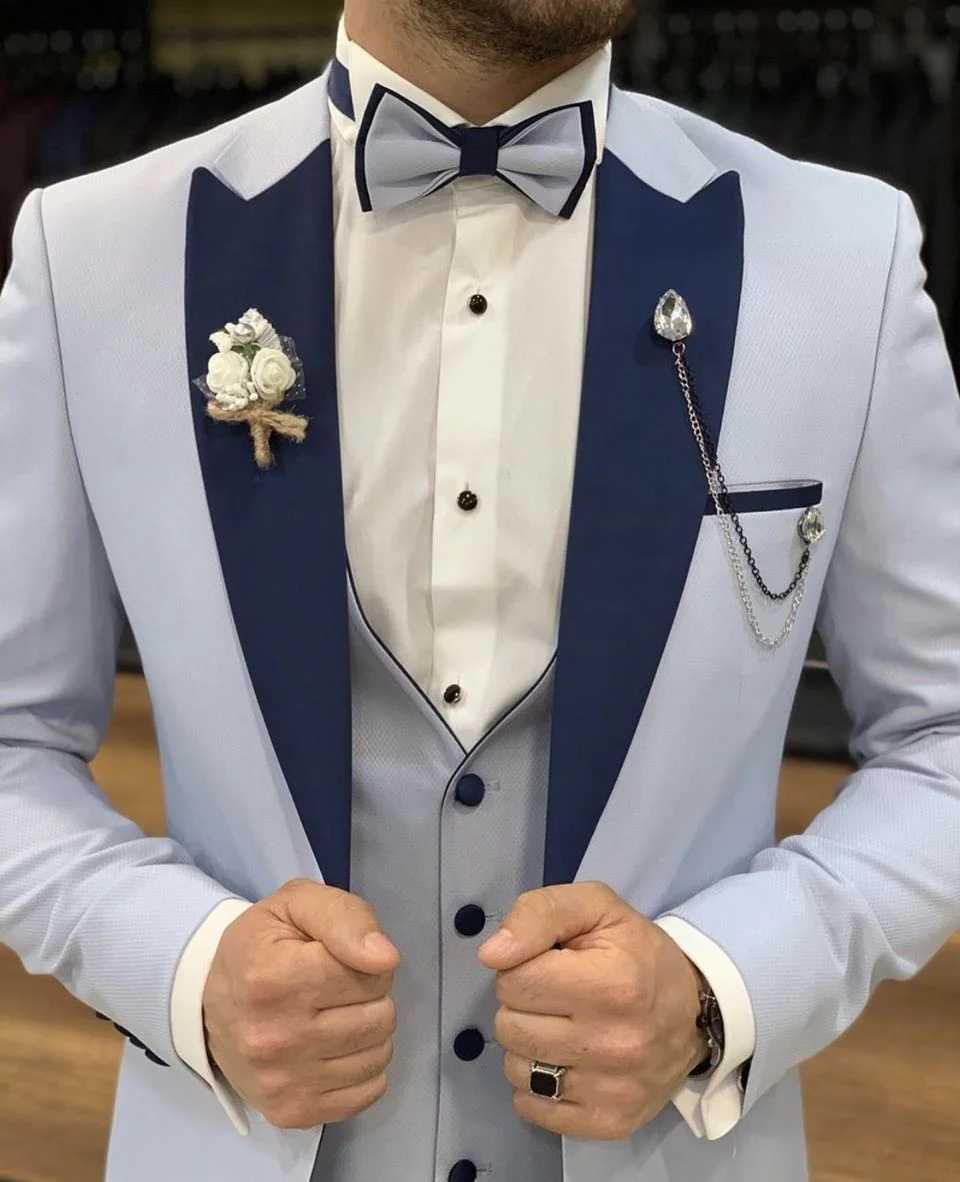 Traje de esmoquin para hombre, traje de alta calidad hecho a medida, con  una sola botonadura, tres piezas (chaqueta + Pantalones + chaleco +  corbata), 2021 - AliExpress Ropa de hombre