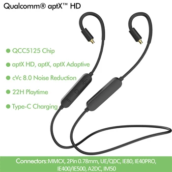 

QCC5125 Bluetooth 5.0 Earphone Upgrade Cable aptX HD & aptX Adaptive Headset Line for MMCX IE400/IE500 UE/QDC A2DC 2Pin IE40PRO