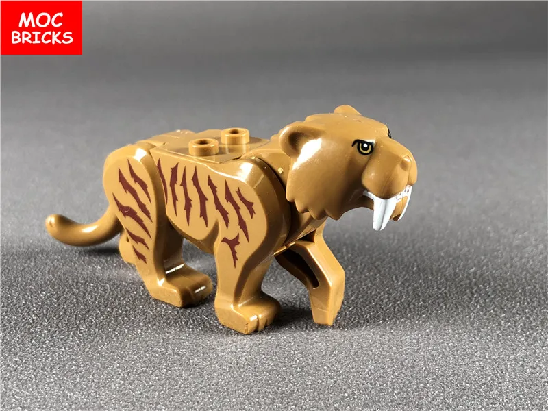 2 шт./лот MOC кирпичи животные саблезубый тигр Обучающие строительные блоки