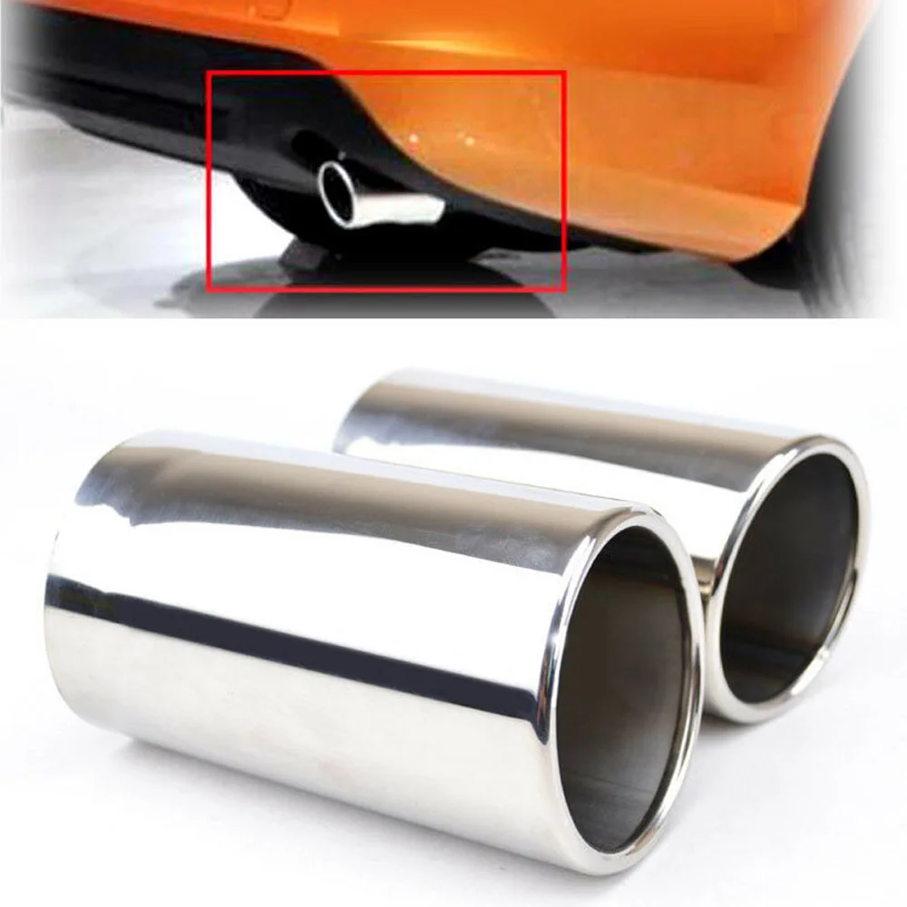 2 Chrome Stainless Steel Exhaust Muffler Tail Pipe Tip Tailpipe For Cadillac ATS