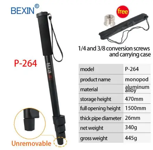 BEXIN P264A 4 секции замок легкий unipod камера стенд монопод с регулируемой ножкой для Canon Nikon DSLR камера