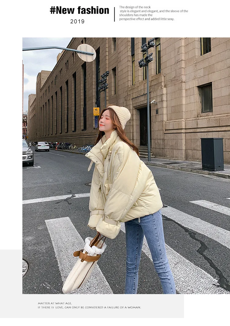 New Style Short Cotton Coat Women's Winter Stand Collar down Coat Korean-style Loose-Fit Students Versatile Cotton-padded J