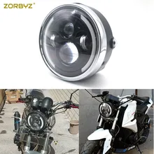 ZORBYZ – phare rond noir de 7 pouces modifié avec anneau de protection chromé, lampe pour Honda GN125 CG125 CB400 CB500 Cafe Racer personnalisé 