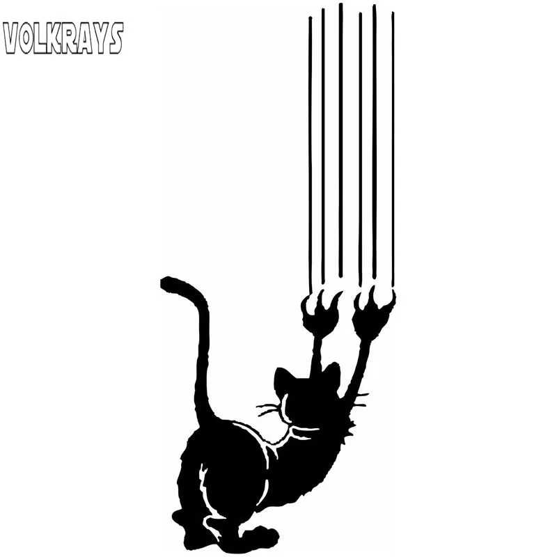 

Volkrays Creative Car Sticker Angry Cat Claw Accessories Reflective Waterproof Sunscreen Funny Vinyl Decal Black/Silver,21cm*8cm