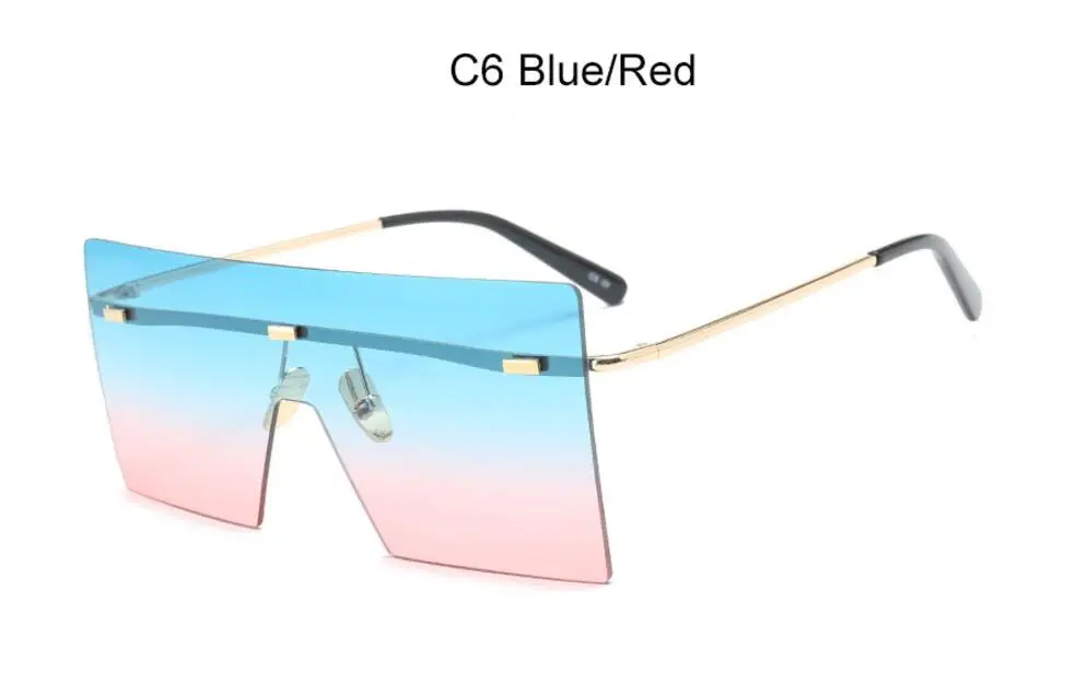 C6 blue red Негабаритные коричневые солнцезащитные очки Женские Ретро Винтажные Солнцезащитные очки бренда класса «Люкс» очки без оправы oculos de sol feminino большие оттенки - Цвет линз: C6 blue red