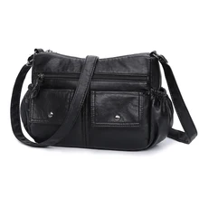 Новые женские сумки-мессенджеры, винтажные повседневные сумки-тоут, маленькие сумки через плечо, сумки на плечо с несколькими карманами, Сумки из искусственной кожи черного цвета